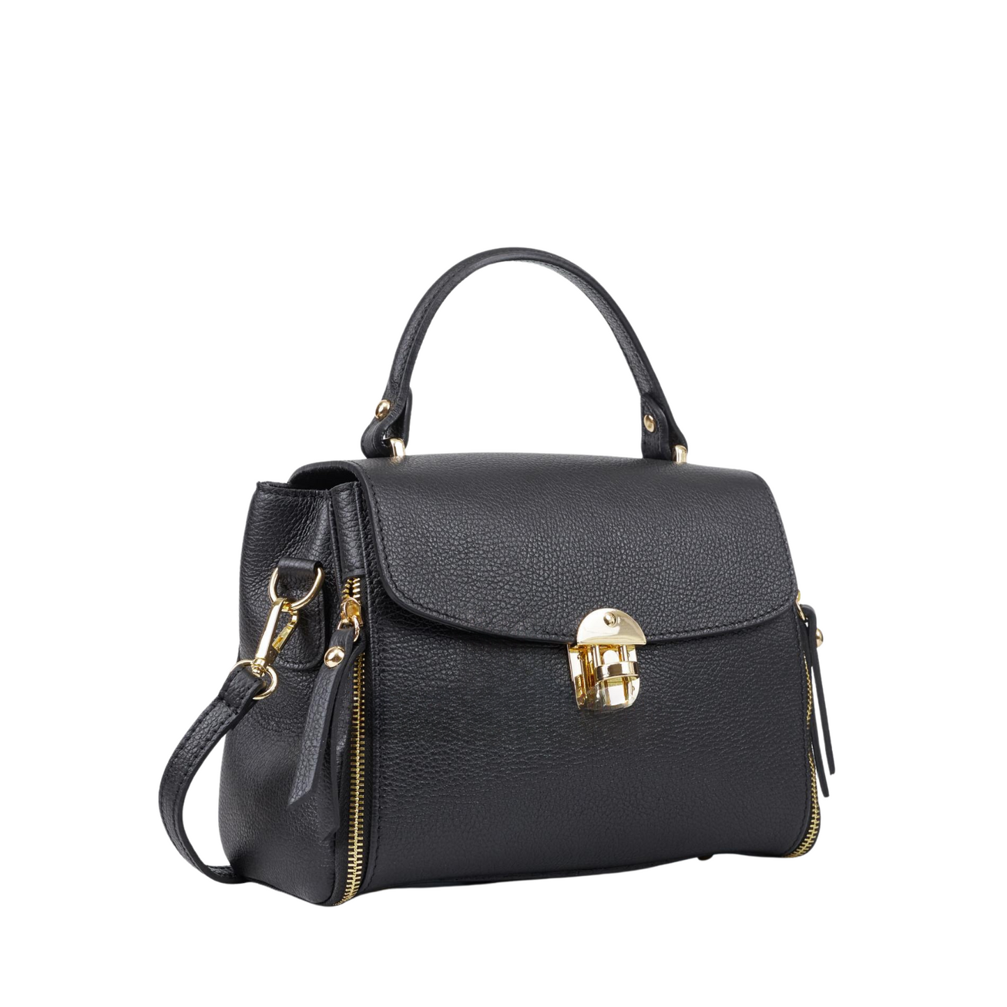 Borsa in vera Pelle "Giulia" - Pelle martellata struttura rigida - Colore Nero