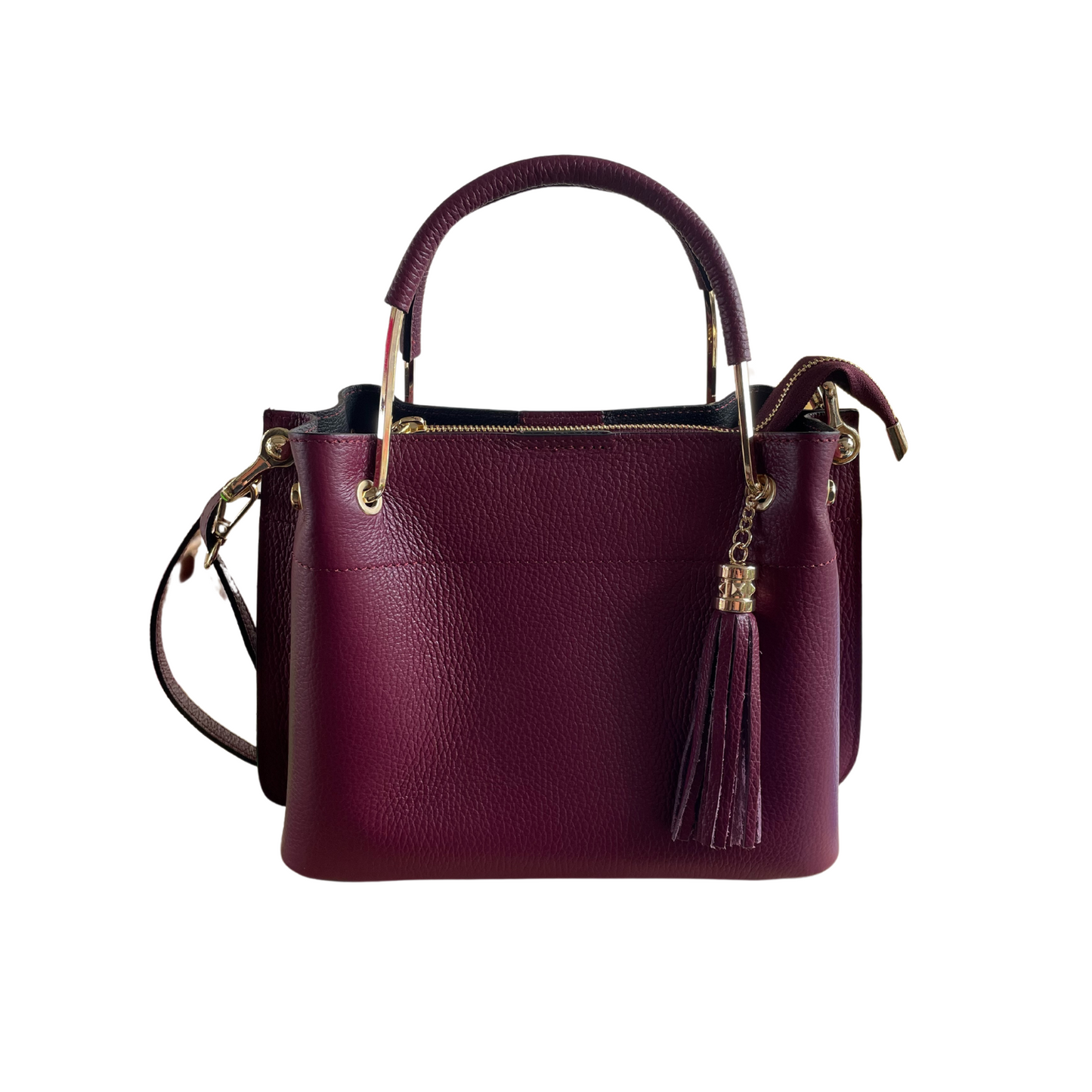 Borsa in vera Pelle "Artemisia" - Elegante manico rigido - Colore Magenta