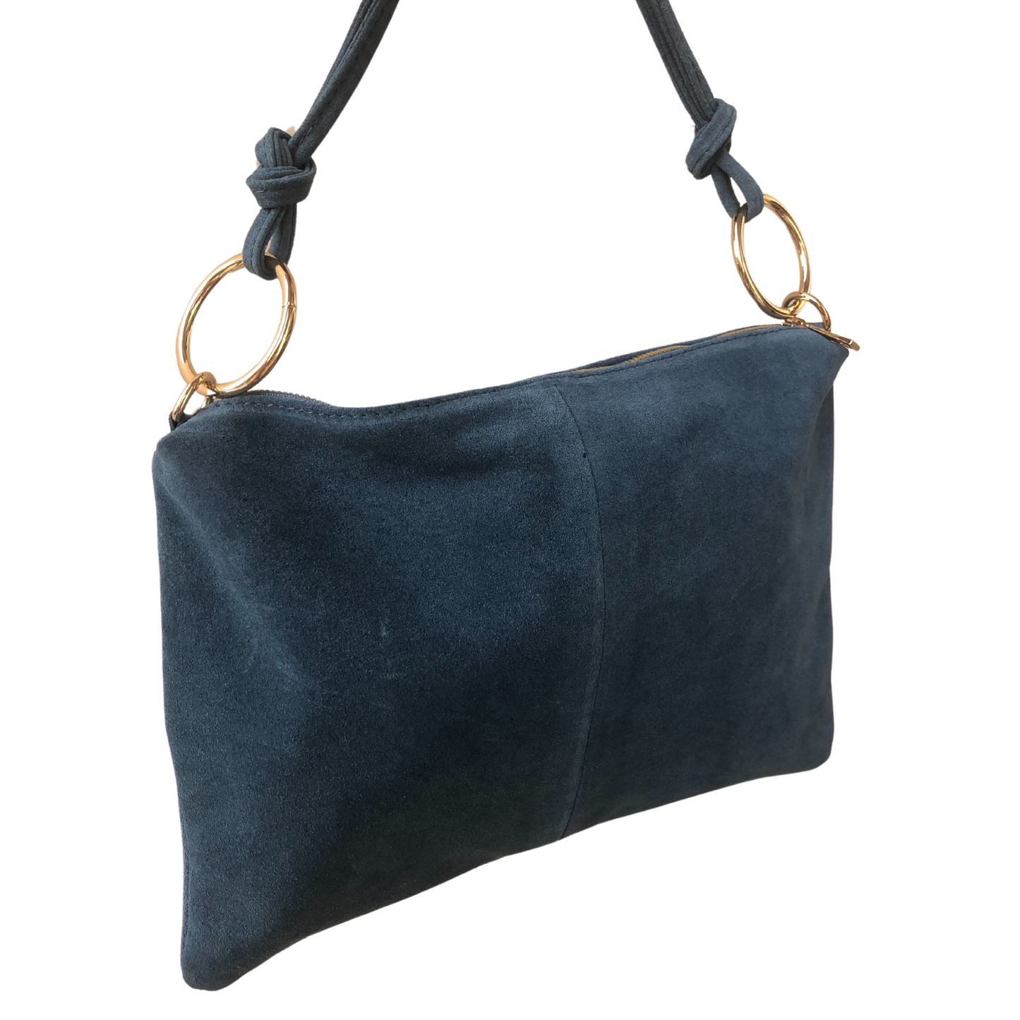 Borsa in vera Pelle "Nives" - Capiente Busta e pochette in pelle Camoscio - Colore Blu