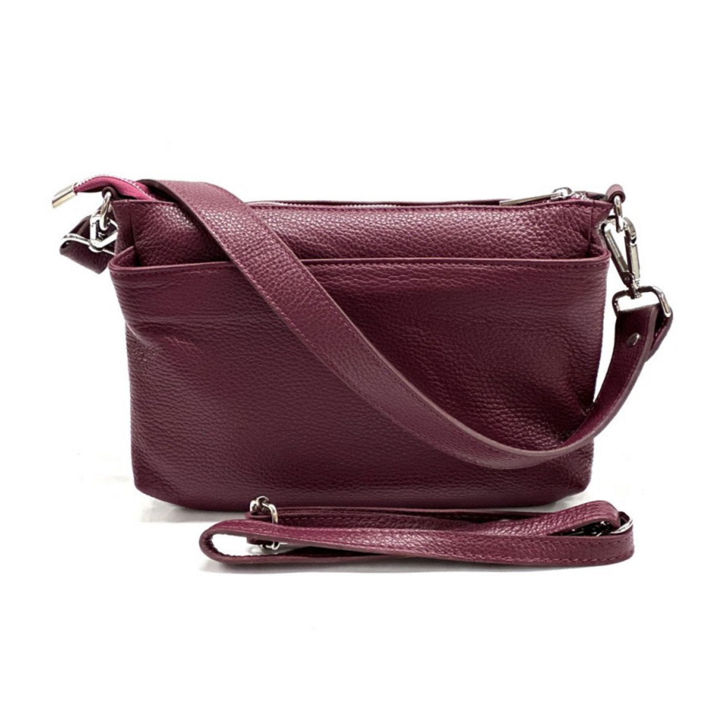 Borsa in vera Pelle "Clara" - Borsa compatta ma capiente - Colore Bourdeaux