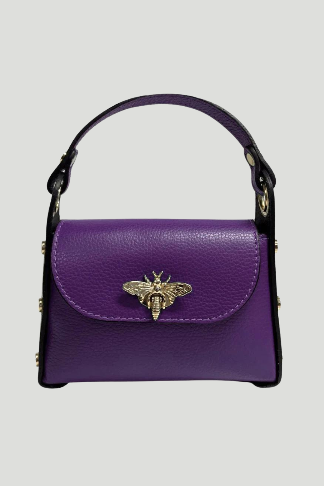 Borsa in vera Pelle "Siren" - Mini Bag Moschettone Ape - Colore Viola