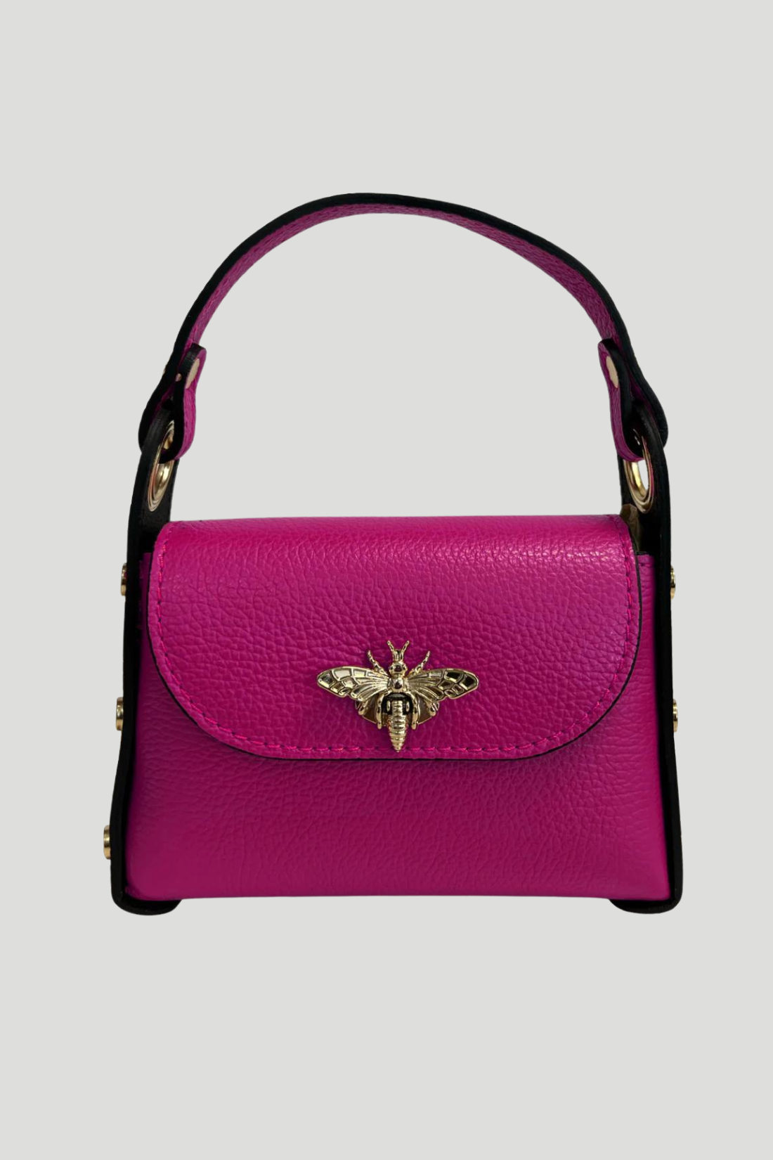 Borsa in vera Pelle "Siren" - Mini Bag Moschettone Ape - Colore Fucsia