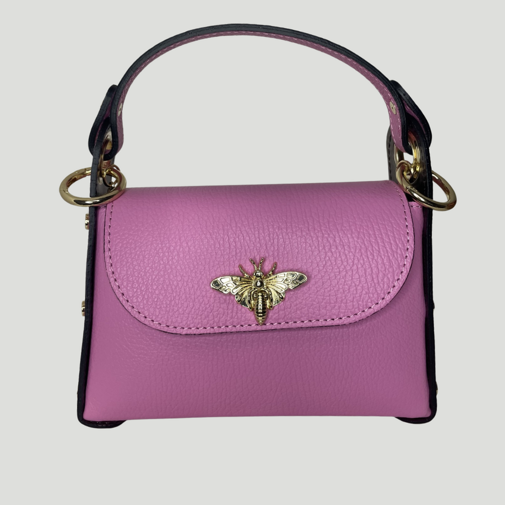 Borsa in vera Pelle "Siren" - Mini Bag Moschettone Ape - Colore Rosa