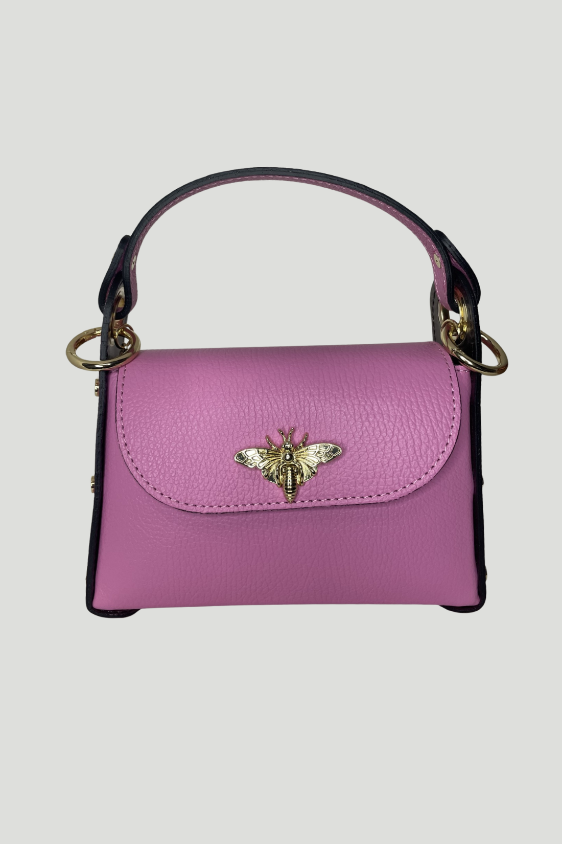 Borsa in vera Pelle "Siren" - Mini Bag Moschettone Ape - Colore Rosa