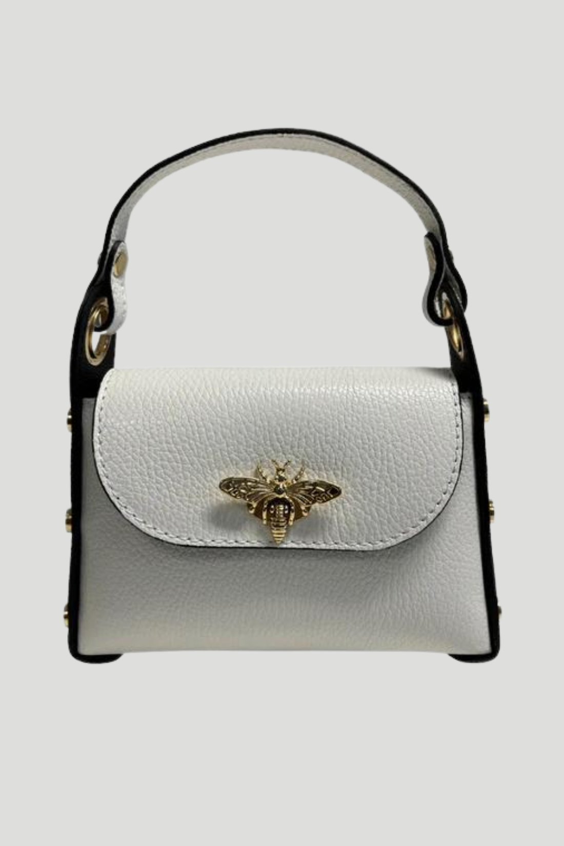 Borsa in vera Pelle "Siren" - Mini Bag Moschettone Ape - Colore Bianco