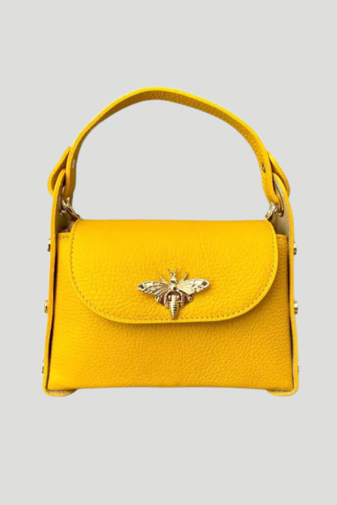 Borsa in vera Pelle "Siren" - Mini Bag Moschettone Ape - Colore Giallo