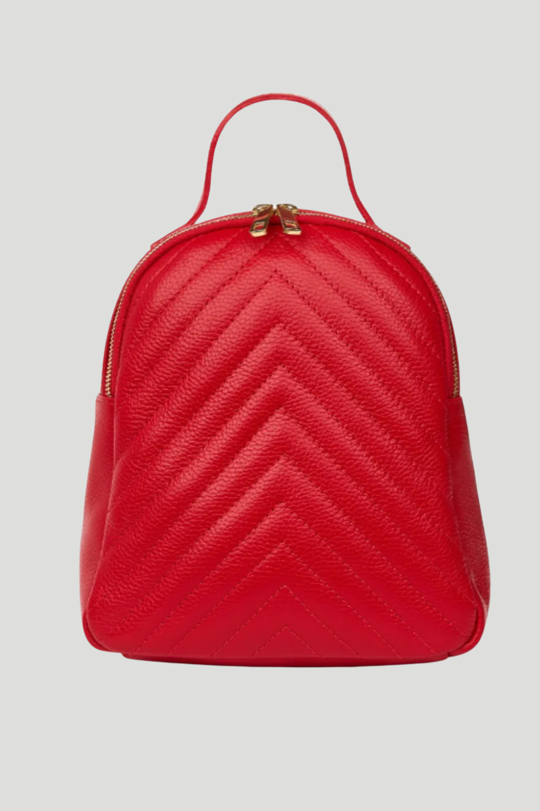 Sac à Dos "I Say" en Cuir Véritable-Matelassé-Couleur Rouge